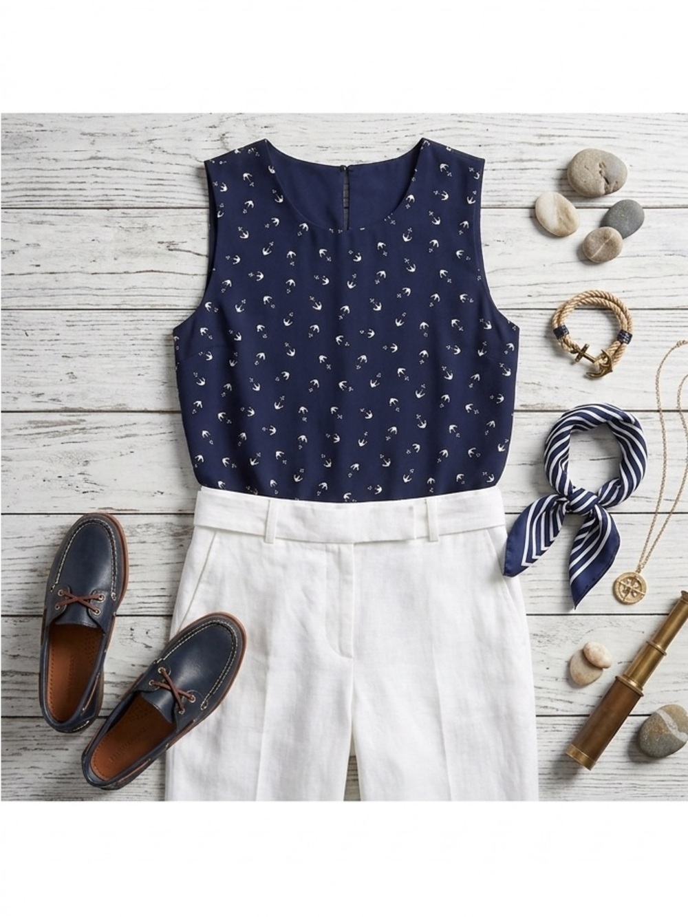 Banana Republic Blue Blouse with Nautical Print